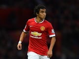 Rafael of Manchester United in action during the Barclays Premier League match between Manchester United and Chelsea at Old Trafford on October 26, 2014
