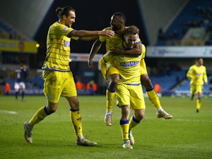 Stevie May of Sheffield Wednesday celebrates his goal during the Sky Bet Championship match between Millwall and Sheffield Wednesday at The Den on February 24, 2015