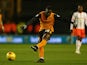 Bakary Sako of Wolverhampton shoots during the Sky Bet Championship match between Wolverhampton Wanderers and Fulham at Molineux on February 24, 2015