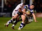 Bath centre Sam Burgess runs through the Sale defence during the Aviva Premiership match between Bath Rugby and Sale Sharks at Recreation Ground on March 6, 2015