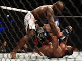 Derrick Lewis punches Ruan Potts in their heavyweight bout during the UFC 184 event at Staples Center on February 28, 2015