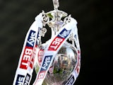 The trophy is displayed during the Sky Bet Championship match between Burnley and Leicester City at Turf Moor on March 29, 2014