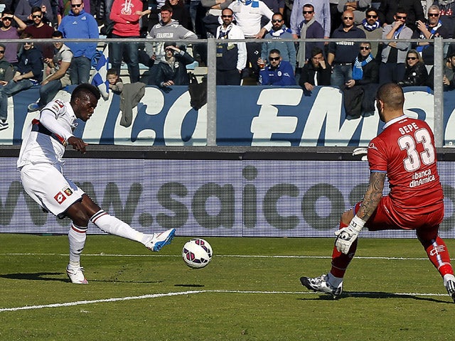M'Baye Niang of Genoa CFC scores the opening goal during the Serie A match between Empoli FC and Genoa CFC at Stadio Carlo Castellani on March 8, 2015