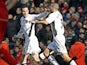 Manchester United's John O'Shea celebrates scoring with Rio Ferdinand during their English Premiership football match against Liverpool at Anfield , Liverpool , north-west England, 03 March 2007