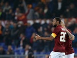 AS Roma's Malian midfielder Seydou Keita celebrates after scoring a goal during the Italian Serie A football match between AS Roma and Juventus at the Olympic Stadium in Rome on March 2, 2015