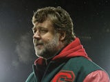 Actor and co-owner of South Sydney Rabbitohs Russell Crowe looks on prior to the World Club Challenge match between his team and St Helens on February 22, 2015