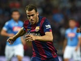 Sandro Ramirez of FC Barcelona in action during the pre-season friendly match between FC Barcelona and SSC Napoli on August 6, 2014