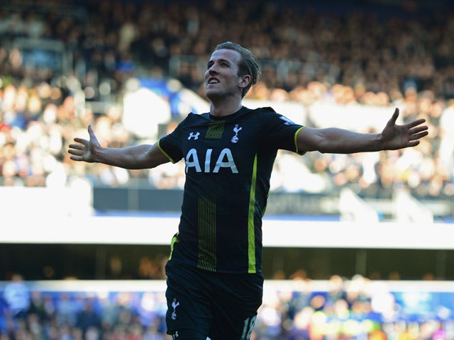 Harry Kane of Spurs celebrates as he scores their second goal during the Barclays Premier League match between Queens Park Rangers and Tottenham Hotspur at Loftus Road on March 7, 2015