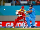 Suresh Raina of India bats during the 2015 ICC Cricket World Cup match between India and Zimbabwe at Eden Park on March 14, 2015