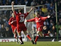 Juninho of Middlesbrough celebrates scoring the second goal of the match during the FA Barclaycard Premiership match between Leeds United and Middlesbrough held on March 15, 2003