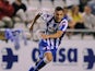 Lucas Perez of Real Club Deportivo in action during the Teresa Herrera Trophy match between Real Sporting de Gijon and Real Club Deportivo at estadio Municipal de Riazar on August 10, 2014