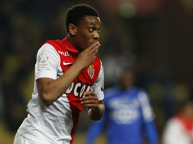Monaco's French forward Anthony Martial celebrates after scoring a goal during the French L1 football match between Monaco (ASM) and Bastia (SCB) on March 13, 2015