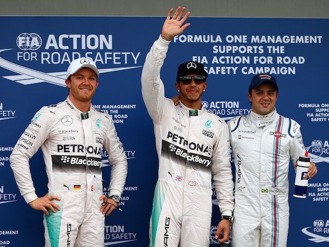 Nico Rosberg, Felipe Massa and Lewis Hamilton after qualifying for the Australian Grand Prix on March 14, 2015