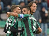 Simone Missiroli of Sassuolo celebrates after scoring the goal 4-1 during the Serie A match against Parma on March 15, 2015