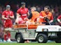 Samson Lee of Wales is stretchered off by medics during the RBS Six Nations match between Wales and Ireland at the Millennium Stadium on March 14, 2015