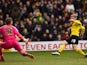 Matej Vydra of Watford scores the 2nd Watford goal during the Sky Bet Championship match between Watford and Reading at Vicarage Road on March 14, 2015