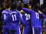 Andrei Shevchenko (2nd right) of Chelsea celebrates with team mates after scoring the opening goal during the FA Cup sponsored by E.ON Quarter Final replay match against Tottenham on March 19, 2007