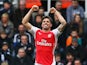 Olivier Giroud of Arsenal celebrates scoring his opening goal during the Barclays Premier League match between Newcastle United and Arsenal at St James' Park on March 21, 2015