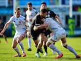 Catalin Fercu of Saracens charges upfield during the LV= Cup Final match between Saracens and Exeter Chiefs at Franklin's Gardens on March 22, 2015 