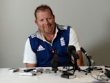 England bowling coach David Saker speaks during a press conference at the team hotel on November 17, 2013