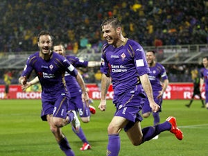 Joaquin of ACF Fiorentina celebrates after scoring a goal during the Serie A match between ACF Fiorentina and AC Milan at Stadio Artemio Franchi on March 16, 2015