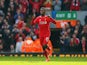 Daniel Sturridge of Liverpool celebrates his goal during the Barclays Premier League match between Liverpool and Manchester United at Anfield on March 22, 2015