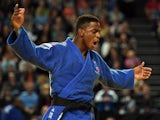 France's Loic Korval reacts at the Judo European Championships during the Men's Team match France vs Ukraine, in Montpellier, southern France, on April 27, 2014