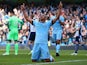 Fernando of Manchester City celebrates scoring their second goal during the Barclays Premier League match between Manchester City and West Bromwich Albion at Etihad Stadium on March 21, 2015