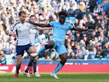 Wilfred Bony of Manchester City scores the opening goal during the Barclays Premier League match between Manchester City and West Bromwich Albion at Etihad Stadium on March 21, 2015 