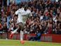Bafetibis Gomis of Swansea City celebrates scoring the winning goal during the Barclays Premier League match between Aston Villa and Swansea City at Villa Park on March 21, 2015