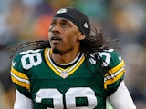 Cornerback Tramon Williams #38 of the Green Bay Packers before the NFL game against the New England Patriots at Lambeau Field on November 30, 2014