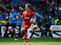 Liam Williams of Wales celebrates scoring his try during the RBS 6 Nations match between Italy and Wales at Stadio Olimpico on March 21, 2015