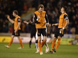 Richard Stearman of Wolves celebrates victory after the Sky Bet Championship match between Wolverhampton Wanderers and Derby County at Molineux on March 20, 2015