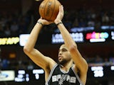 Austin Daye #23 of the San Antonio Spurs takes a shot against the Dallas Mavericks at American Airlines Center on December 20, 2014