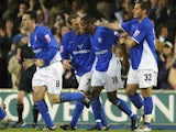 Darrent Bent of Ipswich Town celebrates his goal during the Coca Cola Championship match between Ipswich Town and Rotherham United at Portman Road Stadium on April 5, 2005