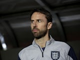 Head coach of England Gareth Southgate is seen before the international friendly match between U21 Czech Republic and U21 England at Letna Stadium on March 27, 2015