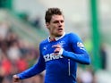 Rangers player Marius Zaliukas in action during the Scottish Championship match between Hibernian and Rangers at Easter Road on March 22, 2015