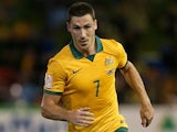 Mathew Leckie of Australia in action during the Asian Cup Semi Final match between the Australian Socceroos and the United Arab Emirates at Hunter Stadium on January 27, 2015