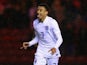 Jesse Lingard of England celebrates after scoring their first goal during the international friendly between England Under 21 and Germany Under 21 at Riverside Stadium on March 30, 2015