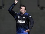 New Zealand's Kyle Mills bowls during a training session ahead of their 2015 Cricket World Cup quarter-final match against the West Indies, at the Basin Reserve in Wellington on March 20, 2015