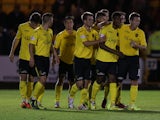 Myles Hippolyte of Livingston goal celebrations during Petrofac Training Cup second round match between Livingston and Hearts at Almondvale Stadium on August 20, 2014
