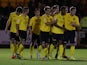 Myles Hippolyte of Livingston goal celebrations during Petrofac Training Cup second round match between Livingston and Hearts at Almondvale Stadium on August 20, 2014