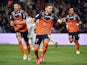 Montpellier's French forward Anthony Mounier reacts after scoring a penalty during the French L1 football match between Montpellier and Bastia, on April 4, 2015