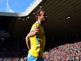 Glenn Murray of Crystal Palace celebrates after scoring in the second half during the Barclays Premier League match between Sunderland and Crystal Palace at Stadium of Light on April 11, 2015