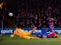 Wilfried Zaha of Crystal Palace misses from close range during the Barclays Premier League match between Crystal Palace and Manchester City at Selhurst Park on April 6, 2015