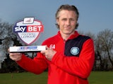 Wycombe Wanderers boss Gareth Ainsworth poses with his Manager of the Month award for March 2015
