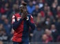 M'Baye Niang of Genoa CFC celebrates the opening goal during the Serie A match between Genoa CFC and Cagliari Calcio at Stadio Luigi Ferraris on April 11, 2015