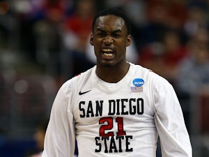 Jamaal Franklin #21 of the San Diego State Aztecs reacts against the Oklahoma Sooners during the second round of the 2013 NCAA Men's Basketball Tournament at Wells Fargo Center on March 22, 2013