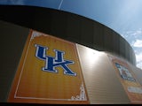 A general view of the Kentucky Wildcats logo on the exterior of the Mercedes-Benz Superdome during practice prior to the 2012 Final Four of the NCAA Division I Men's Basketball Tournament on March 30, 2012