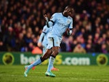 Yaya Toure of Manchester City celebrates his goal during the Barclays Premier League match between Crystal Palace and Manchester City at Selhurst Park on April 6, 2015